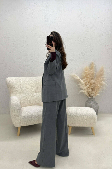 TWO BUTTONS JACKET+TROUSERS CLASSIC WOMEN SET DARK GREY/GEE - 7