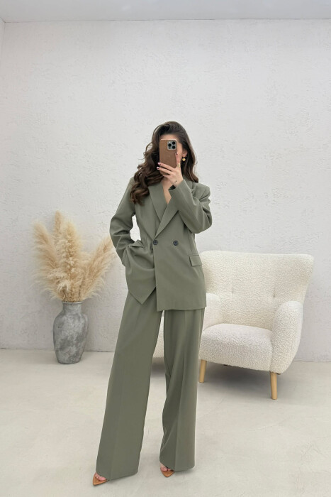 TWO BUTTONS JACKET+TROUSERS CLASSIC WOMEN SET GREEN/JESHILE - 1