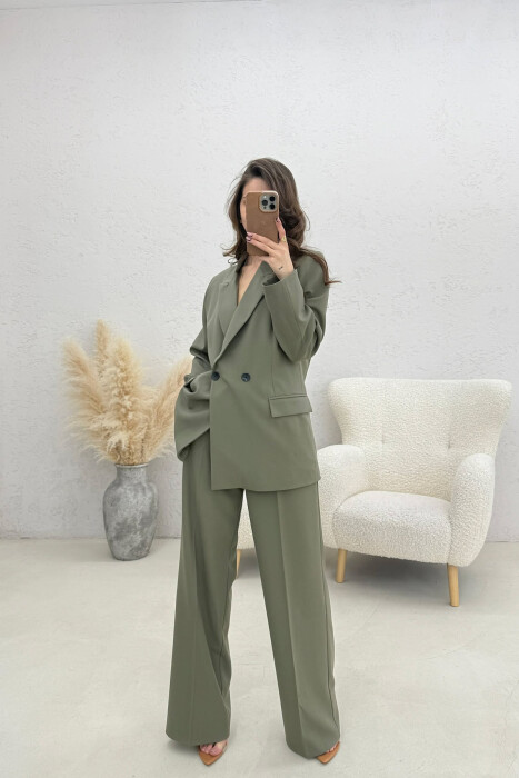 TWO BUTTONS JACKET+TROUSERS CLASSIC WOMEN SET GREEN/JESHILE - 2