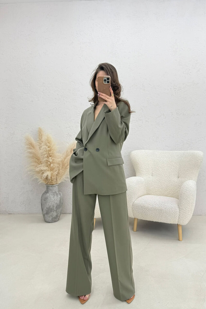 TWO BUTTONS JACKET+TROUSERS CLASSIC WOMEN SET GREEN/JESHILE - 2