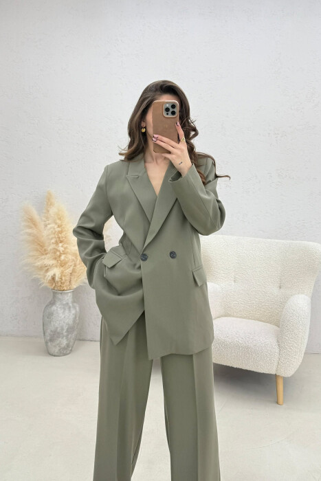 TWO BUTTONS JACKET+TROUSERS CLASSIC WOMEN SET GREEN/JESHILE - 5