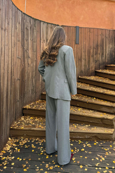 TWO BUTTONS JACKET+TROUSERS CLASSIC WOMEN SET GREY/GRI - 5