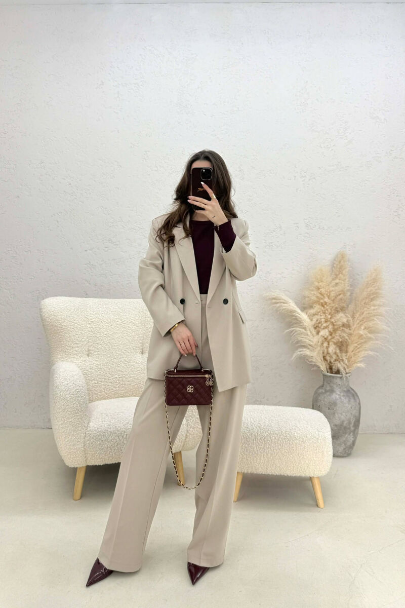 TWO BUTTONS JACKET+TROUSERS CLASSIC WOMEN SET LIGHT BEIGE/BZHZB - 1
