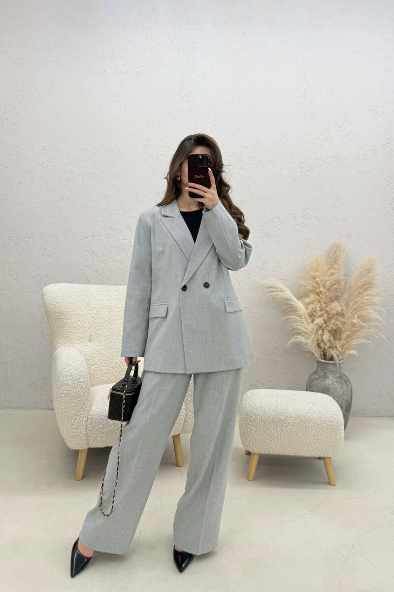 TWO BUTTONS JACKET+TROUSERS CLASSIC WOMEN SET LIGHT GREY/GZ - 2