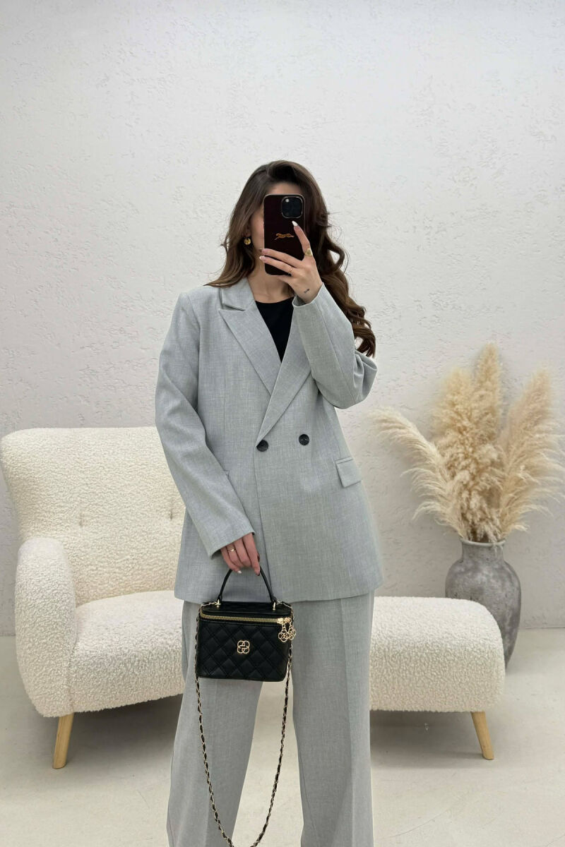 TWO BUTTONS JACKET+TROUSERS CLASSIC WOMEN SET LIGHT GREY/GZ - 3