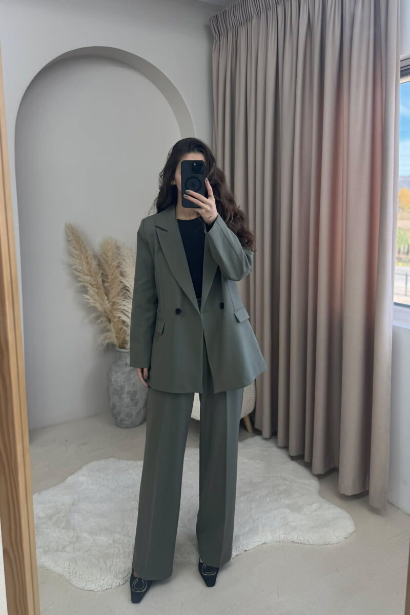 TWO BUTTONS JACKET+TROUSERS CLASSIC WOMEN SET OLIVE/ULLI - 2