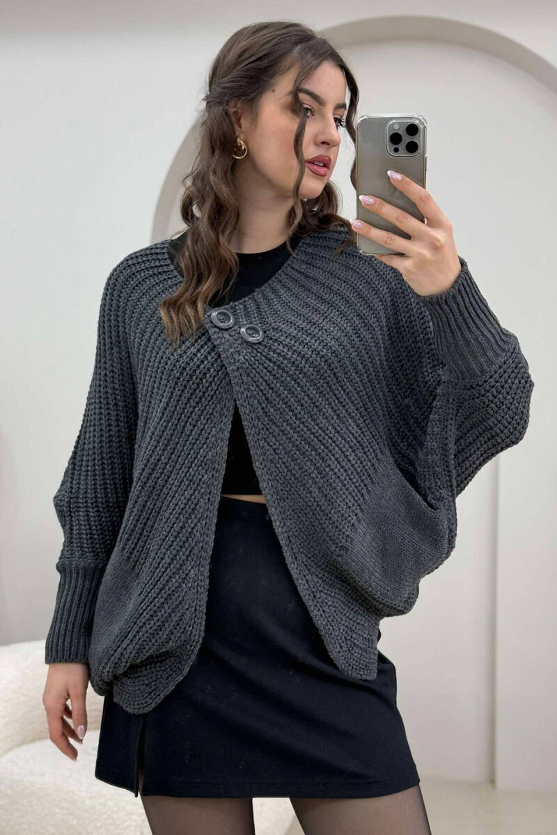 TWO BUTTONS KNITTED WOMEN CARDIGAN GREY/GRI - 2