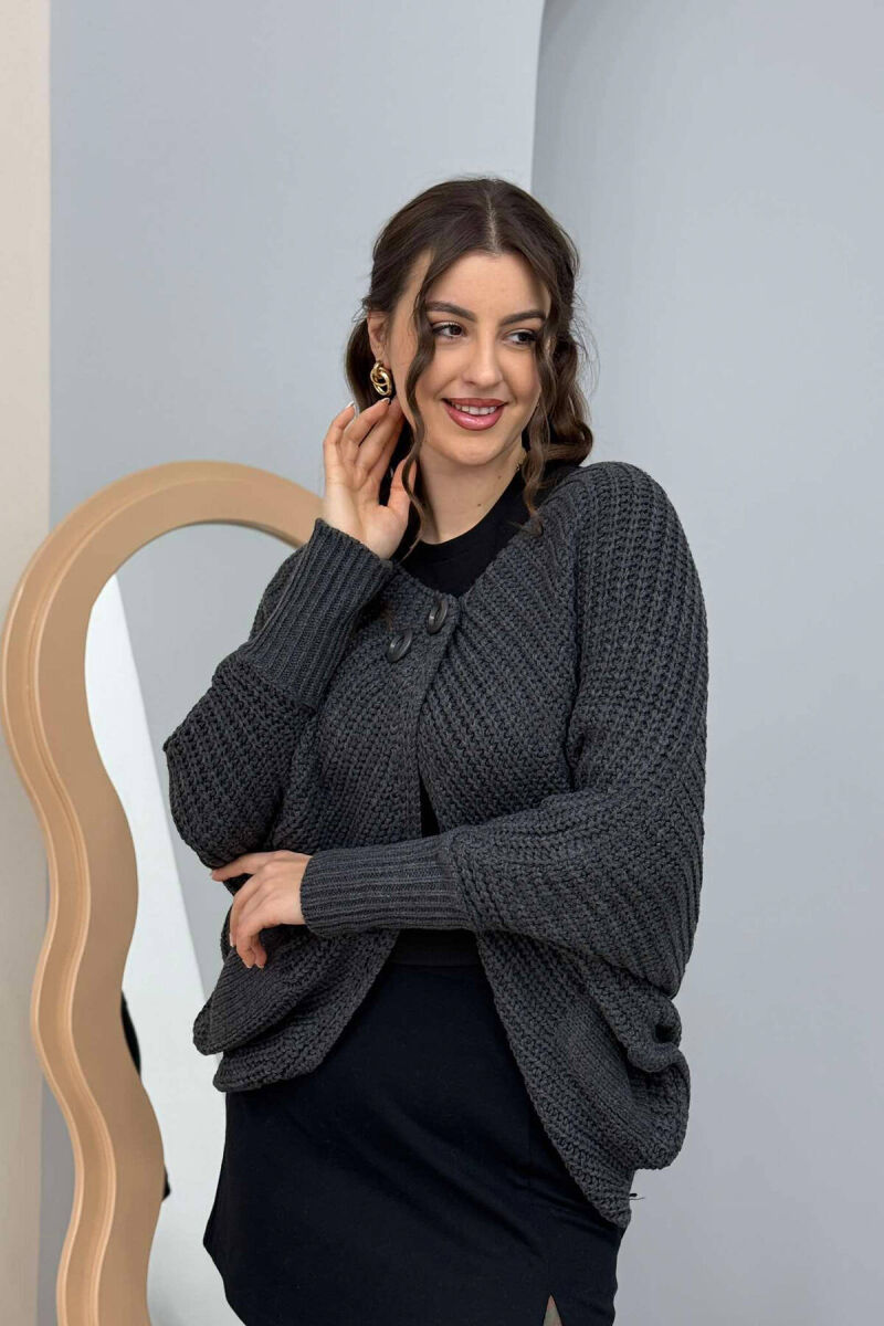 TWO BUTTONS KNITTED WOMEN CARDIGAN GREY/GRI - 4