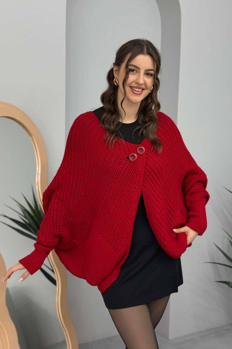TWO BUTTONS KNITTED WOMEN CARDIGAN RED/E KUQE - 1