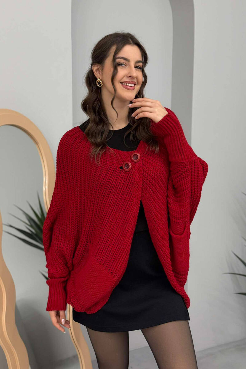 TWO BUTTONS KNITTED WOMEN CARDIGAN RED/E KUQE - 3