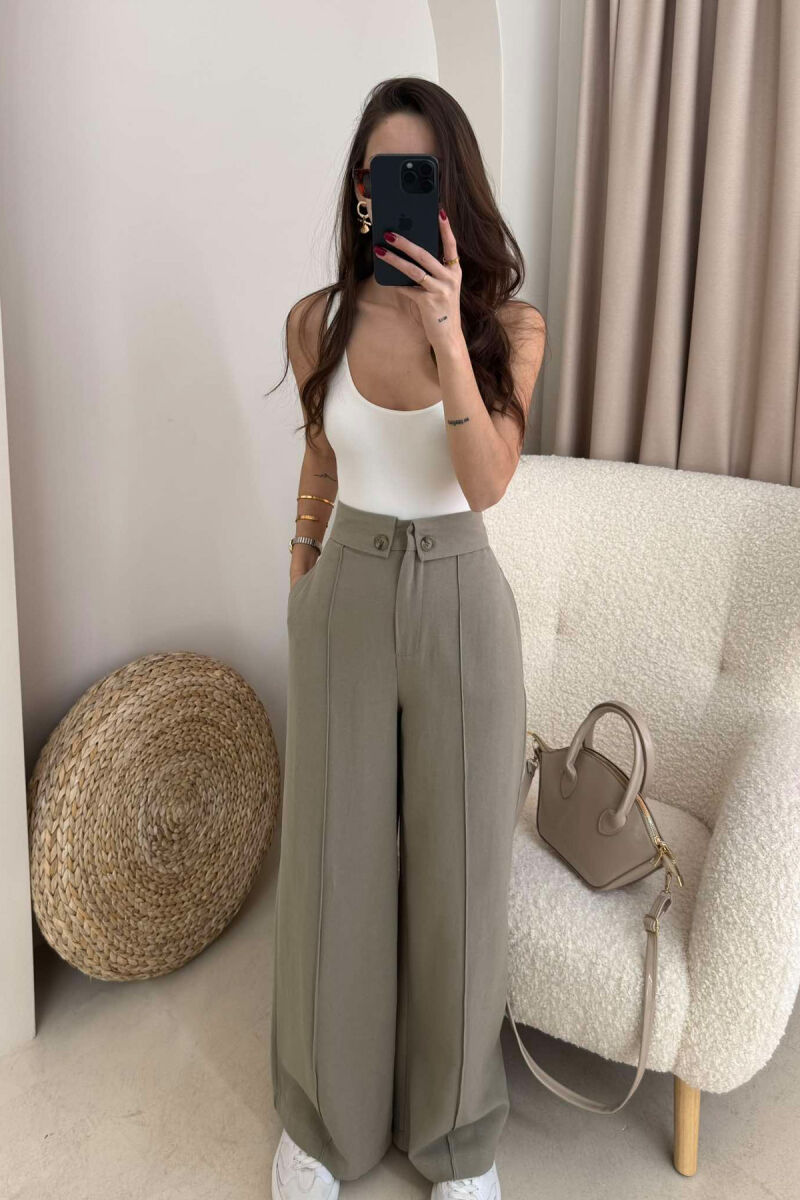TWO BUTTONS ONE COLOR WOMEN TROUSERS MINT/MENTE - 1