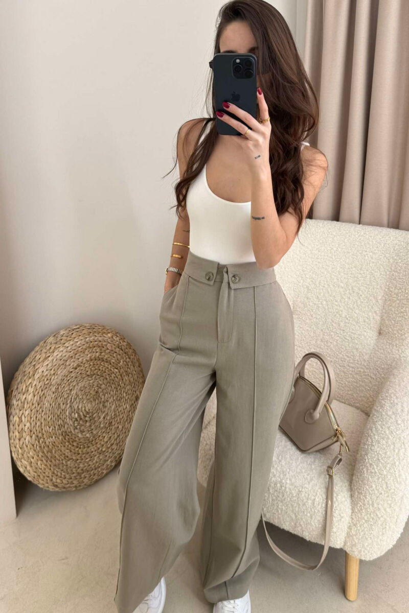 TWO BUTTONS ONE COLOR WOMEN TROUSERS MINT/MENTE - 2