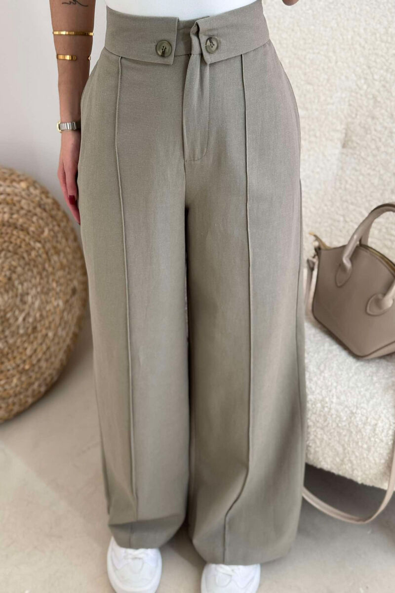 TWO BUTTONS ONE COLOR WOMEN TROUSERS MINT/MENTE - 4