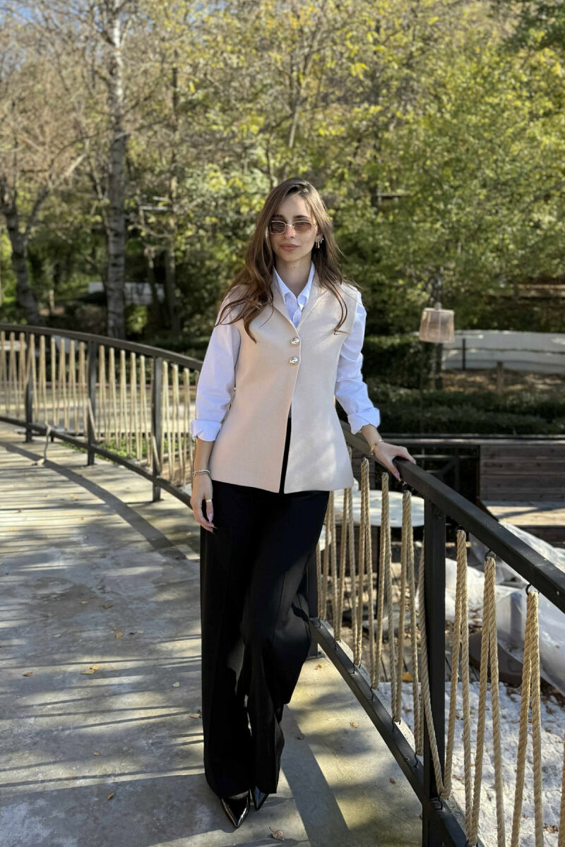 TWO BUTTONS ONE COLOR WOMEN VEST BEIGE/BEZHE - 1