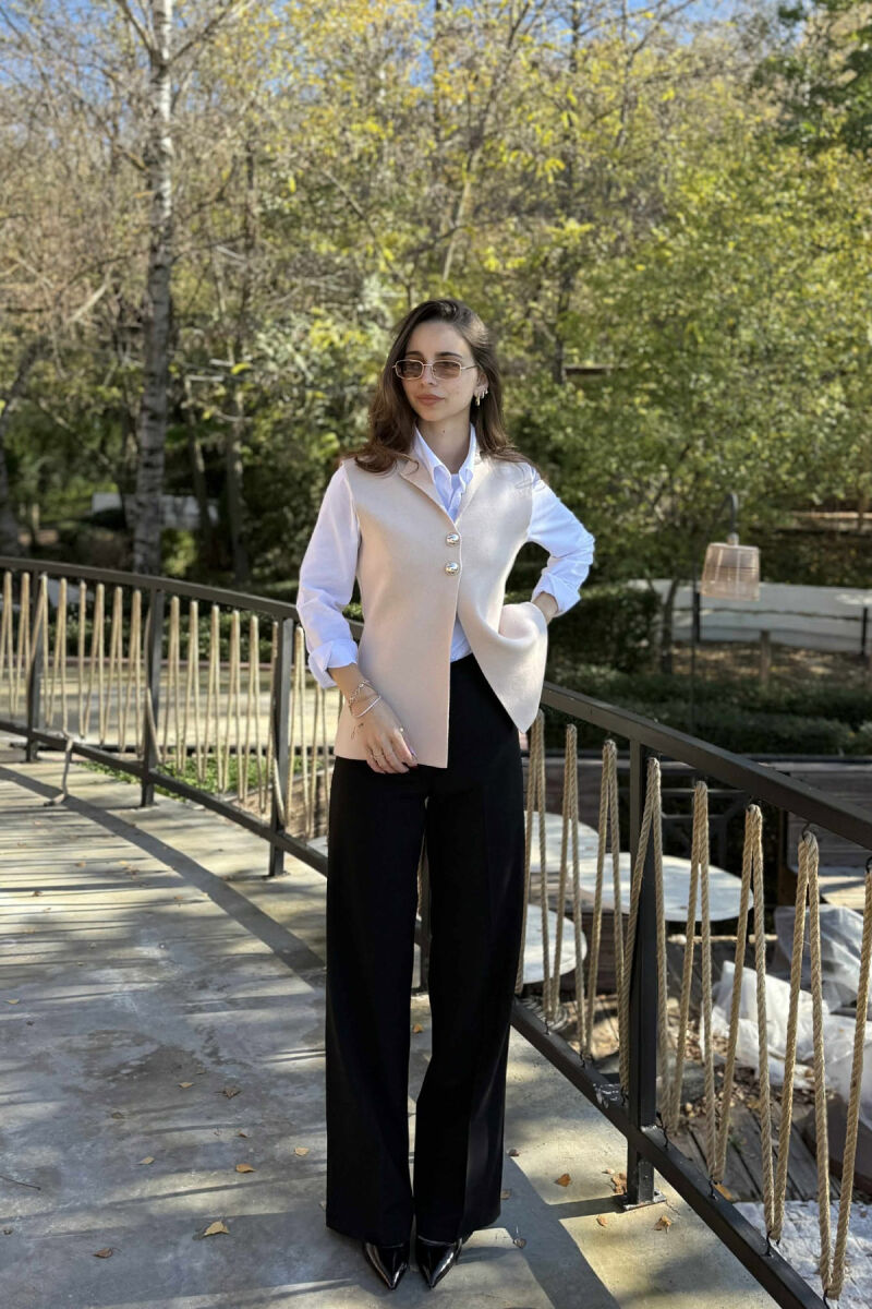 TWO BUTTONS ONE COLOR WOMEN VEST BEIGE/BEZHE - 3