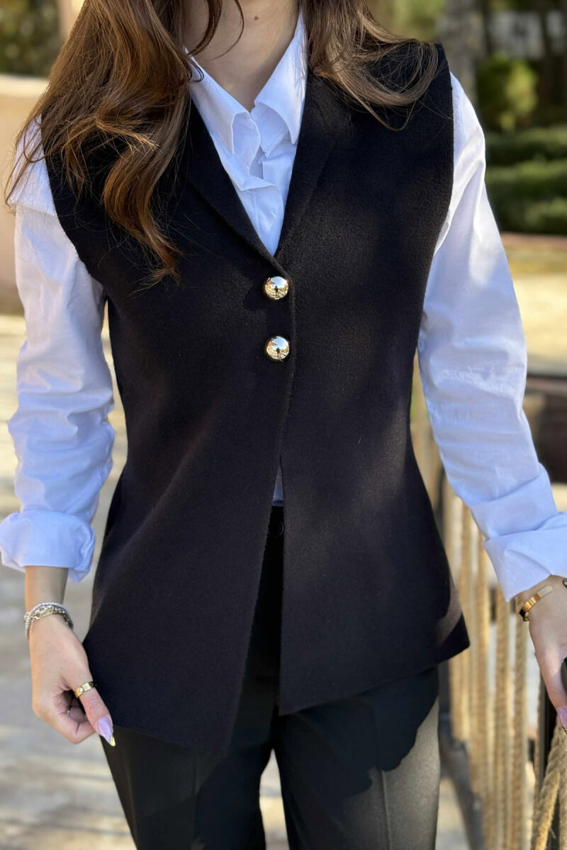 TWO BUTTONS ONE COLOR WOMEN VEST BLACK/ E ZEZE - 2