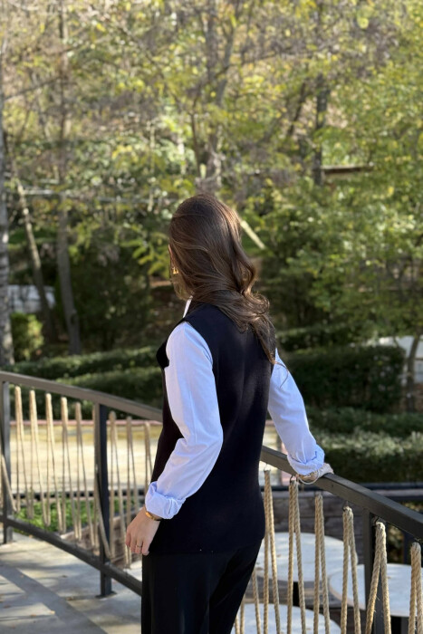 TWO BUTTONS ONE COLOR WOMEN VEST BLACK/ E ZEZE - 5