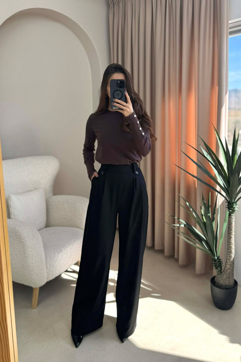 TWO BUTTONS SIMPLE WOMEN TROUSERS BLACK/ E ZEZE - 2