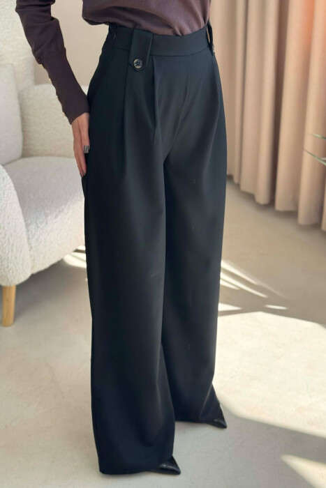 TWO BUTTONS SIMPLE WOMEN TROUSERS BLACK/ E ZEZE - 4