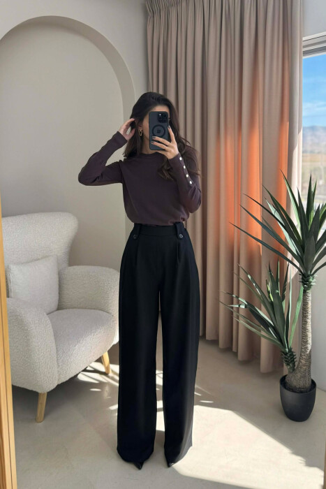 PANTALLONA TË THJESHTA PËR FEMRA NË NGJYRËN E ZEZË - KLAUDIO FASHION