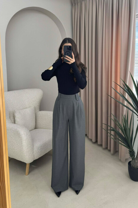 PANTALLONA TË THJESHTA PËR FEMRA NË NGJYRËN GRI E ERRËT - KLAUDIO FASHION