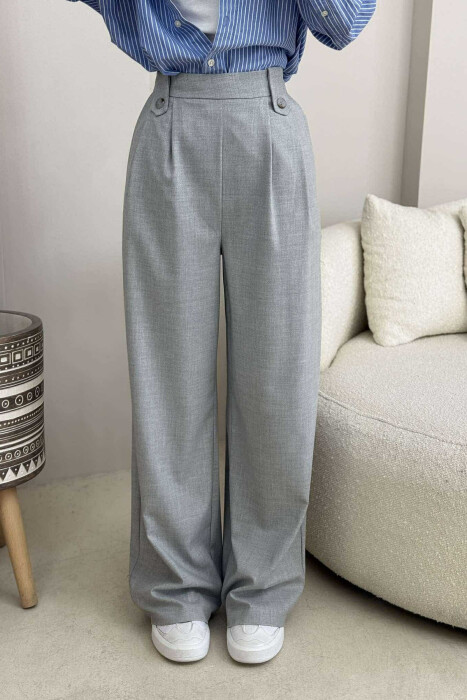 TWO BUTTONS SIMPLE WOMEN TROUSERS LIGHT GREY/GZ - 4