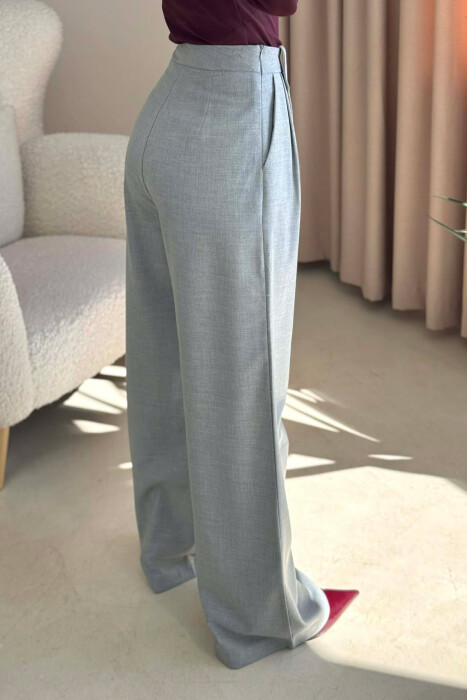 TWO BUTTONS SIMPLE WOMEN TROUSERS LIGHT GREY/GZ - 2