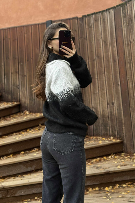 TWO BUTTONS WOMEN SWEATER BLACK/ E ZEZE - 5