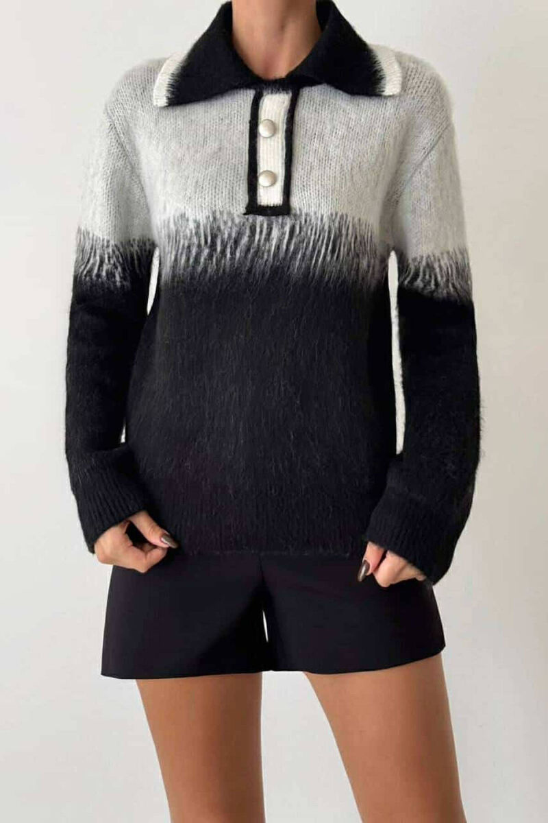 TWO BUTTONS WOMEN SWEATER BLACK/ E ZEZE - 1