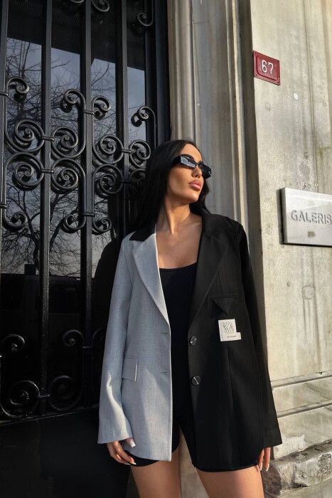 TWO COLOR CLASSIC WOMEN JACKET BLACK-GREY/ZEGR - 1