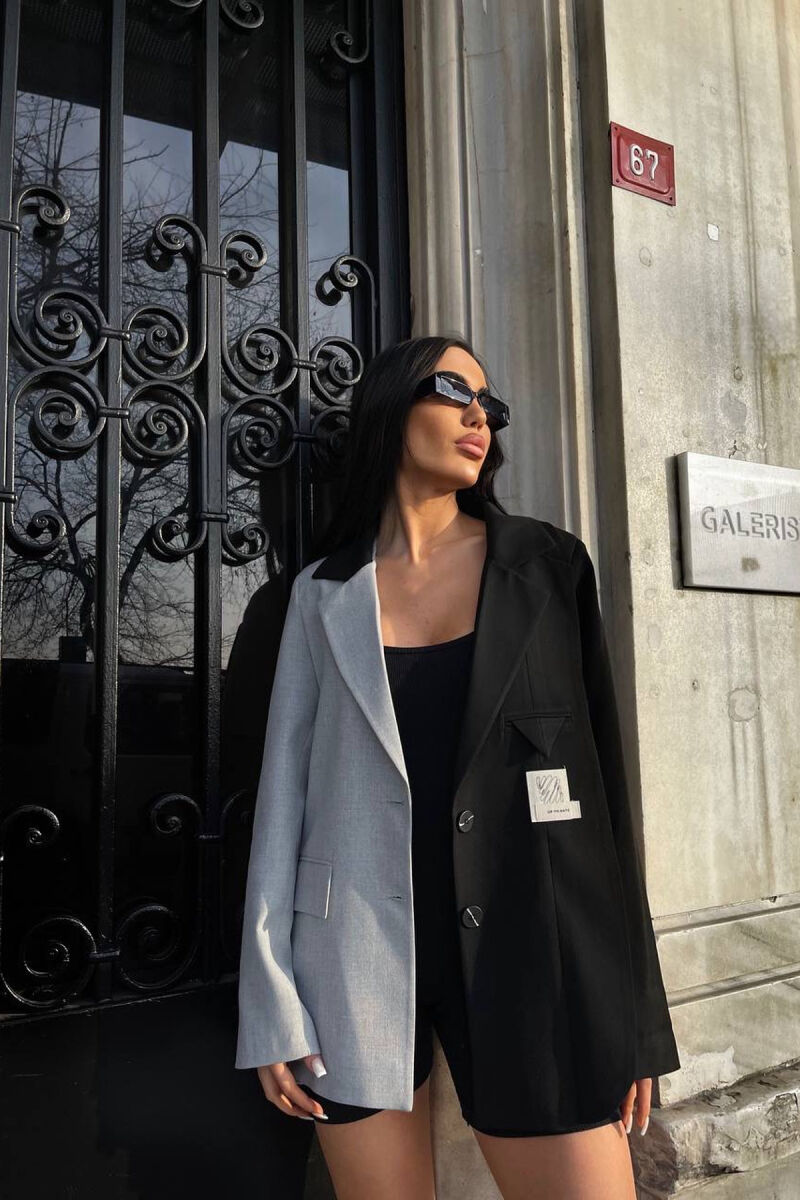 TWO COLOR CLASSIC WOMEN JACKET BLACK-GREY/ZEGR - 1