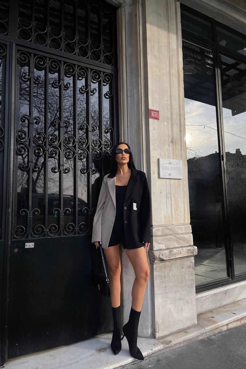 TWO COLOR CLASSIC WOMEN JACKET BLACK-GREY/ZEGR - 6