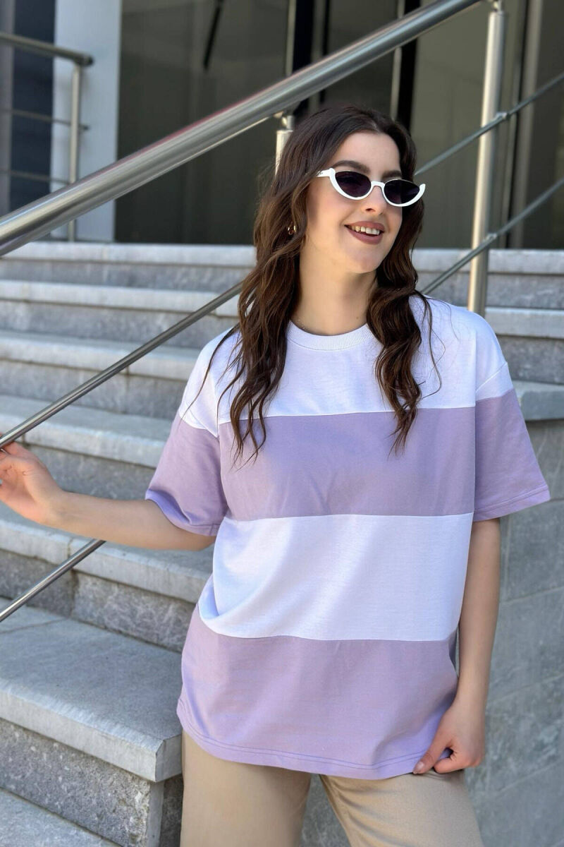 TWO COLOR COTTON WOMAN T-SHIRT LIGHT PURPLE/LEZB - 1