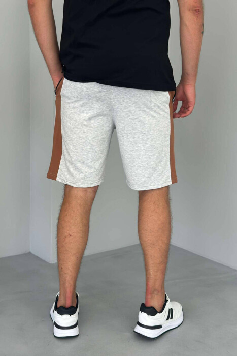 TWO COLOR ELASTIC WAIST MEN SHORTS LIGHT GREY/GZ - 3