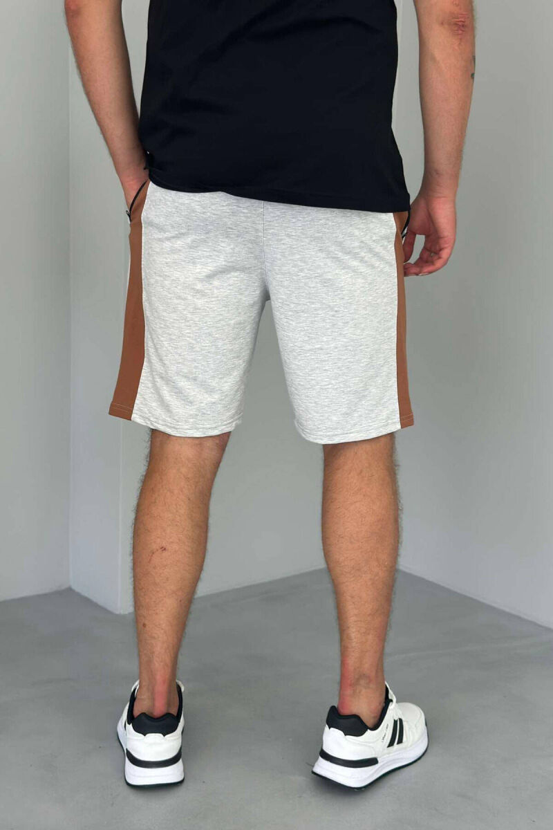 TWO COLOR ELASTIC WAIST MEN SHORTS LIGHT GREY/GZ - 3