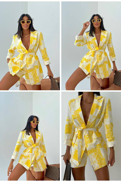 TWO COLOR FLOWERS WOMAN SET YELLOW/E VERDHE 