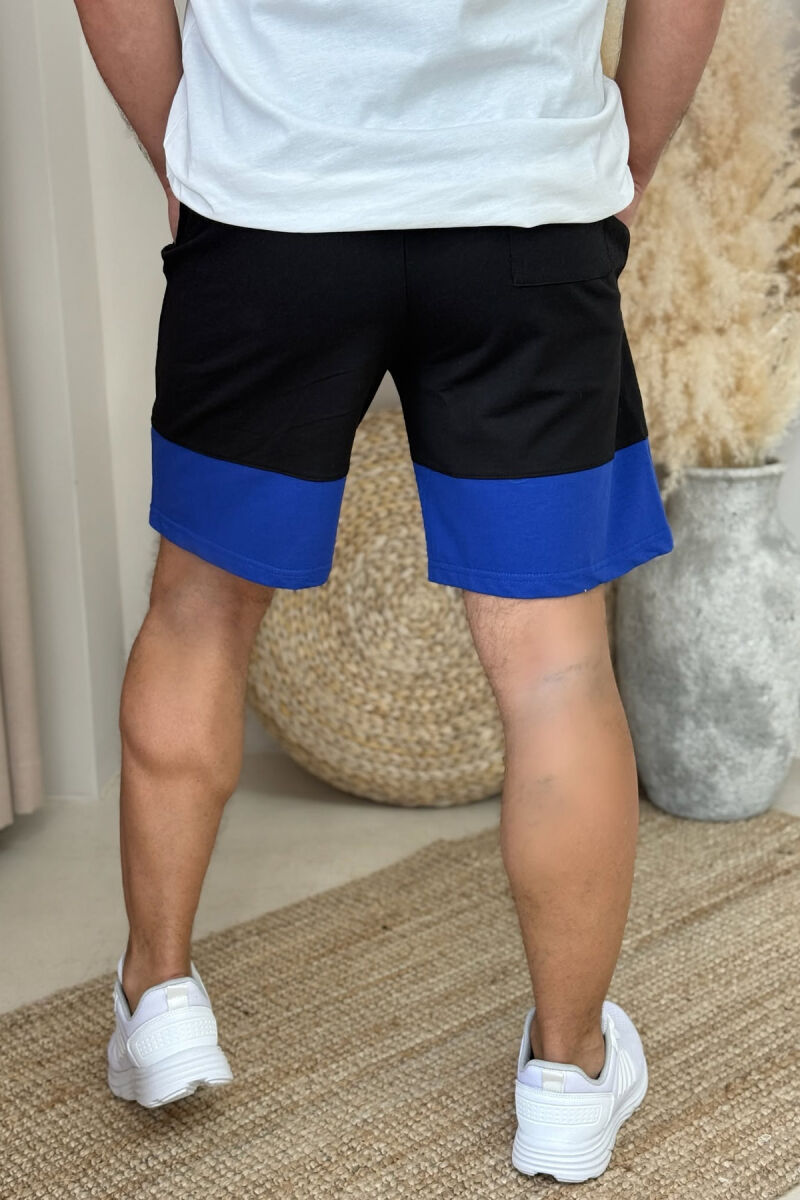 TWO COLOR FRONT WRITTING MEN SHORTS BLACK-BLUE/ZEBL - 4