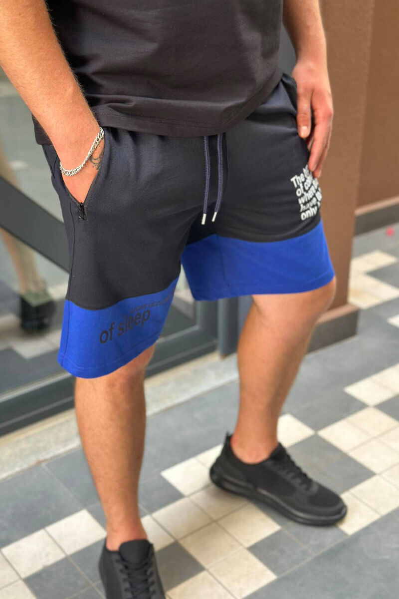 TWO COLOR FRONT WRITTING MEN SHORTS DARK BLUE+BLUE/BLU ERRET+BLU - 3