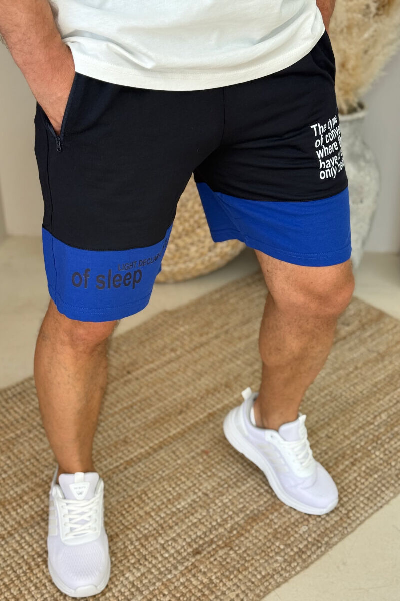 TWO COLOR FRONT WRITTING MEN SHORTS DARK BLUE+BLUE/BLU ERRET+BLU - 2