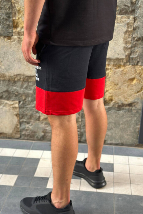 TWO COLOR FRONT WRITTING MEN SHORTS DARK BLUE+RED/BEE+KU - 3