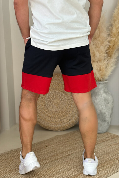 TWO COLOR FRONT WRITTING MEN SHORTS DARK BLUE+RED/BEE+KU - 3