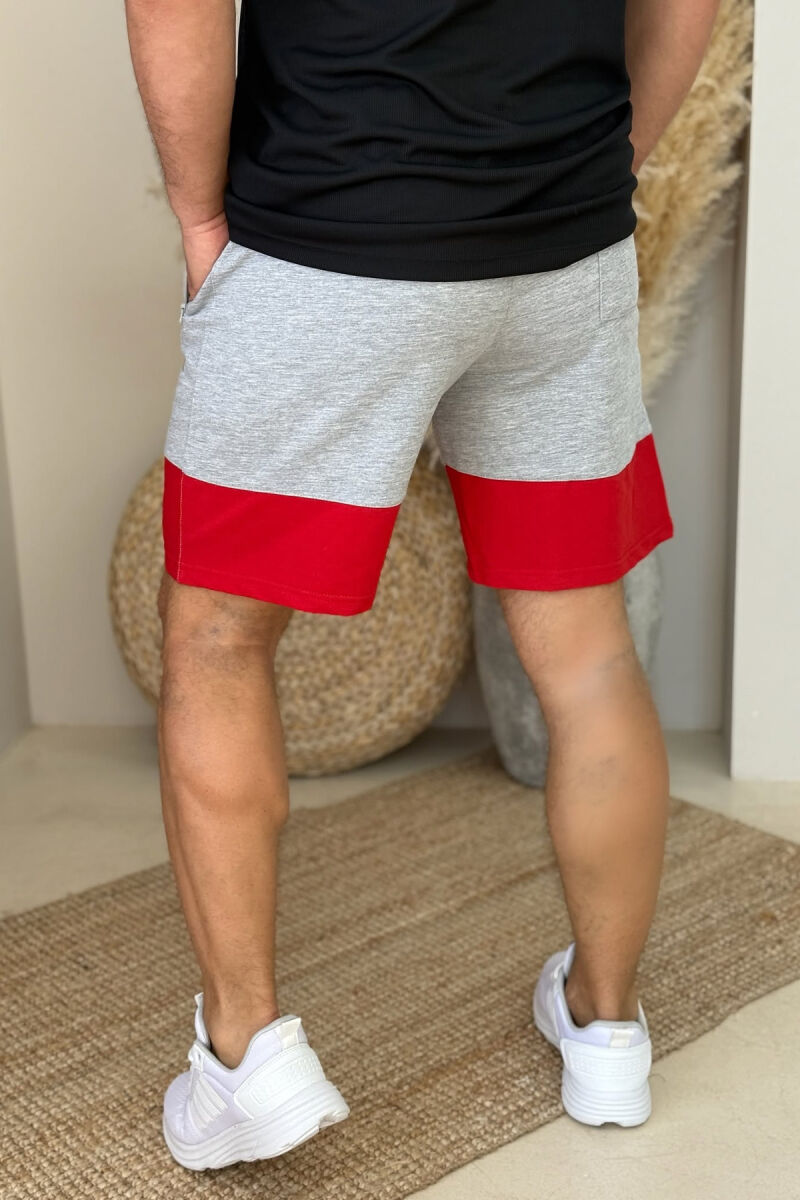 TWO COLOR FRONT WRITTING MEN SHORTS GREY-RED/GRKU - 3