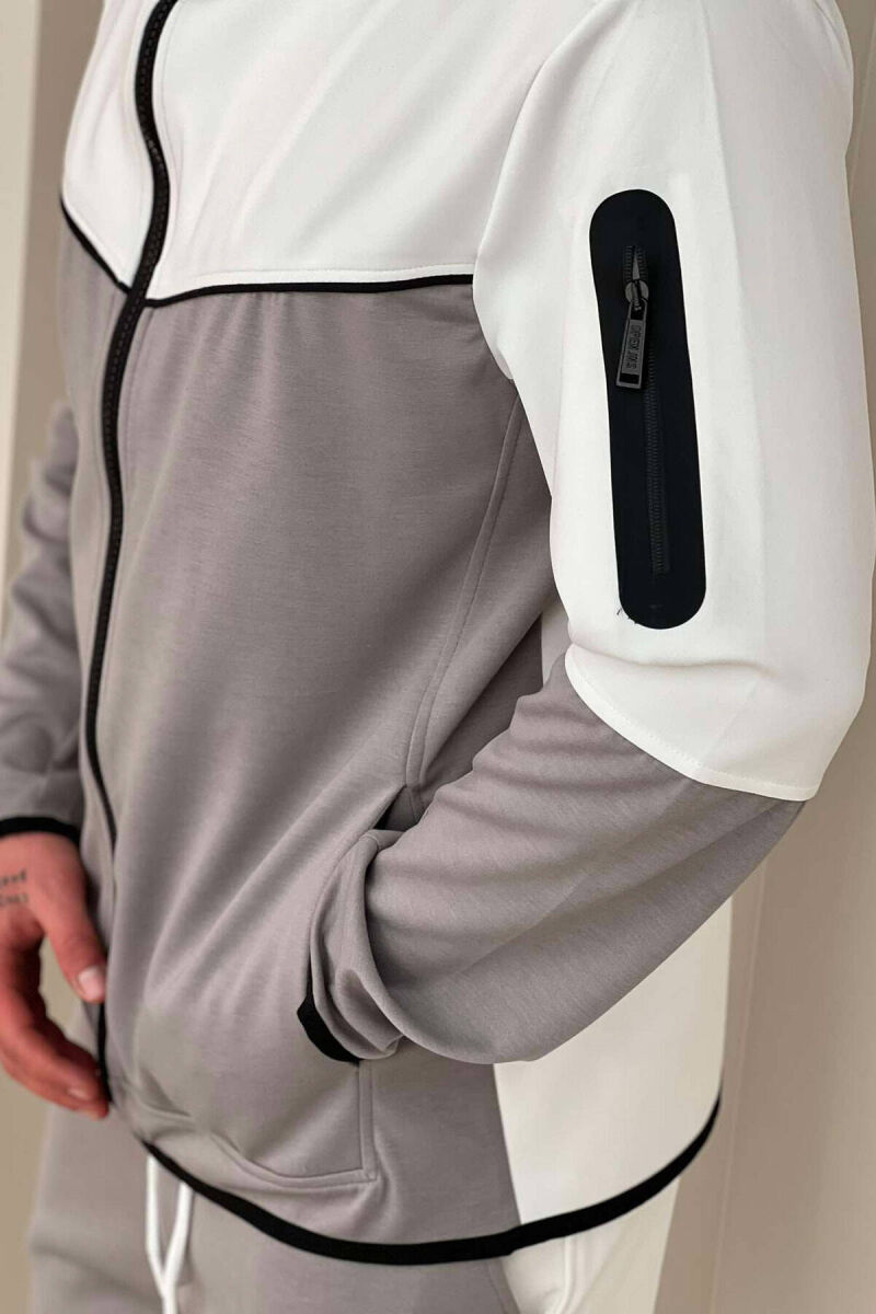 TWO COLOR JACKET+SWEATPANTS MEN SET GREY-WHITE/GRBA - 2