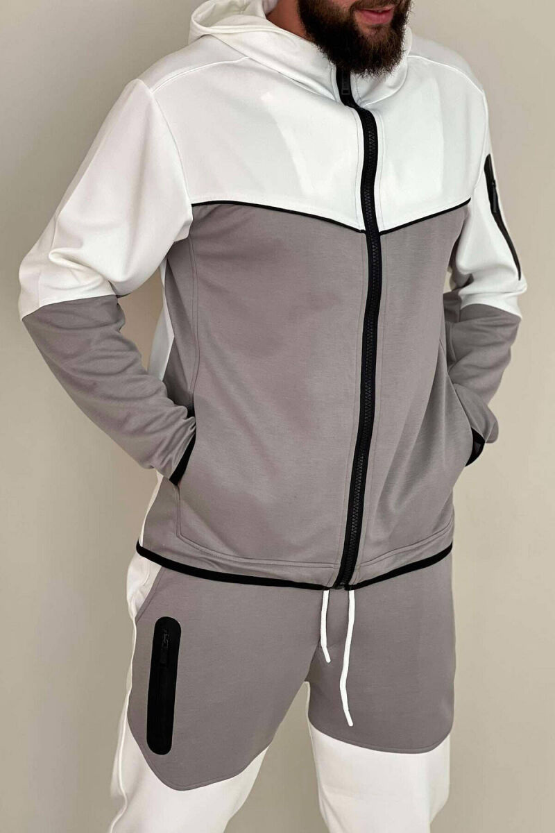 TWO COLOR JACKET+SWEATPANTS MEN SET GREY-WHITE/GRBA - 4