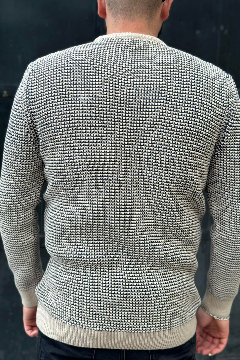 TWO COLOR MEN SWEATER BEIGE/BEZHE - 4