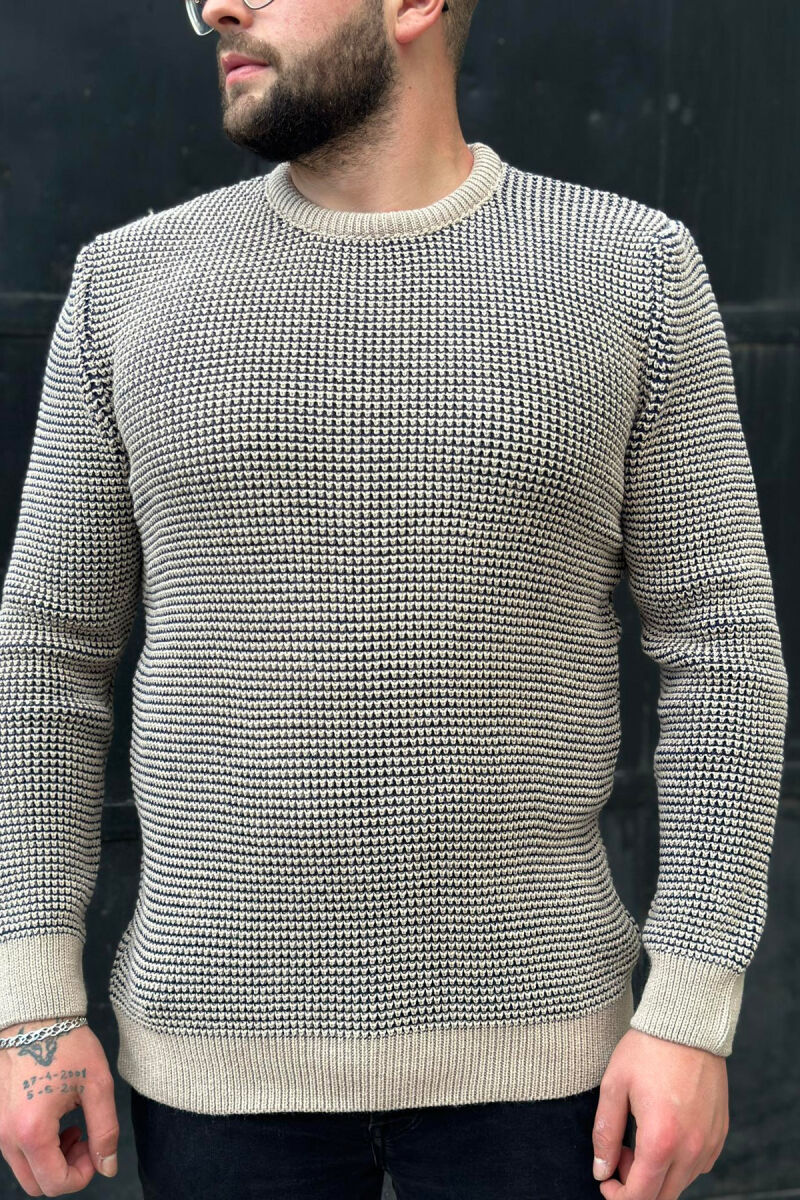 TWO COLOR MEN SWEATER BEIGE/BEZHE - 1