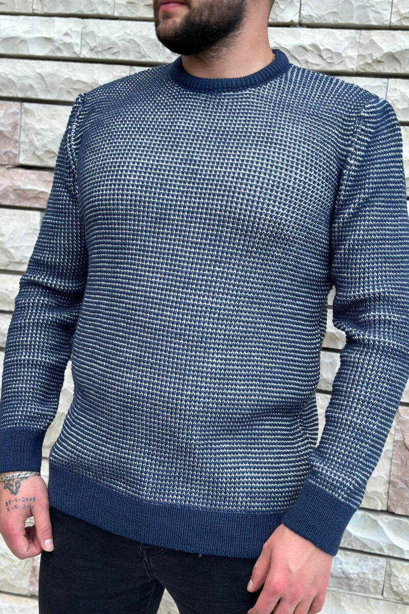 TWO COLOR MEN SWEATER BLUE/BLU - 1