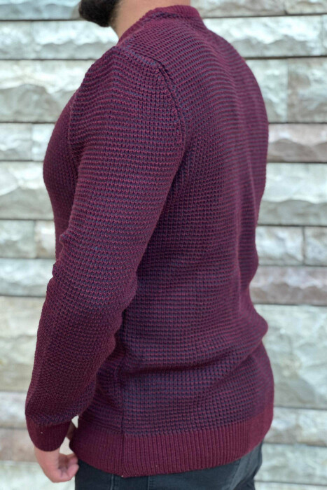 TWO COLOR MEN SWEATER BURGUNDY/VISHNJE - 3