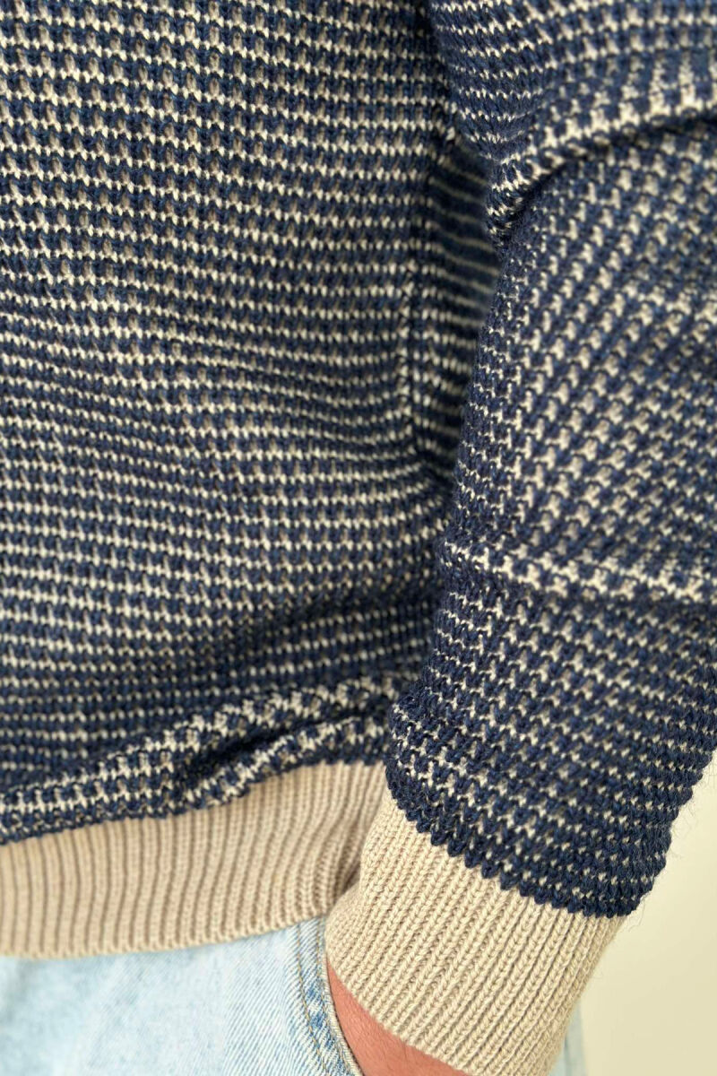 TWO COLOR MEN SWEATER CREAM-BLUE/KREM-BLU - 5