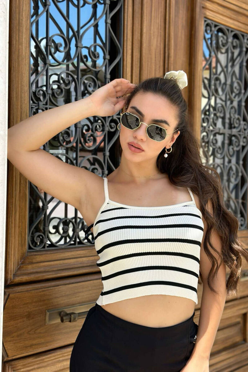 TWO COLOR SIMPLE WOMAN TOP CREAM/KREM - 1